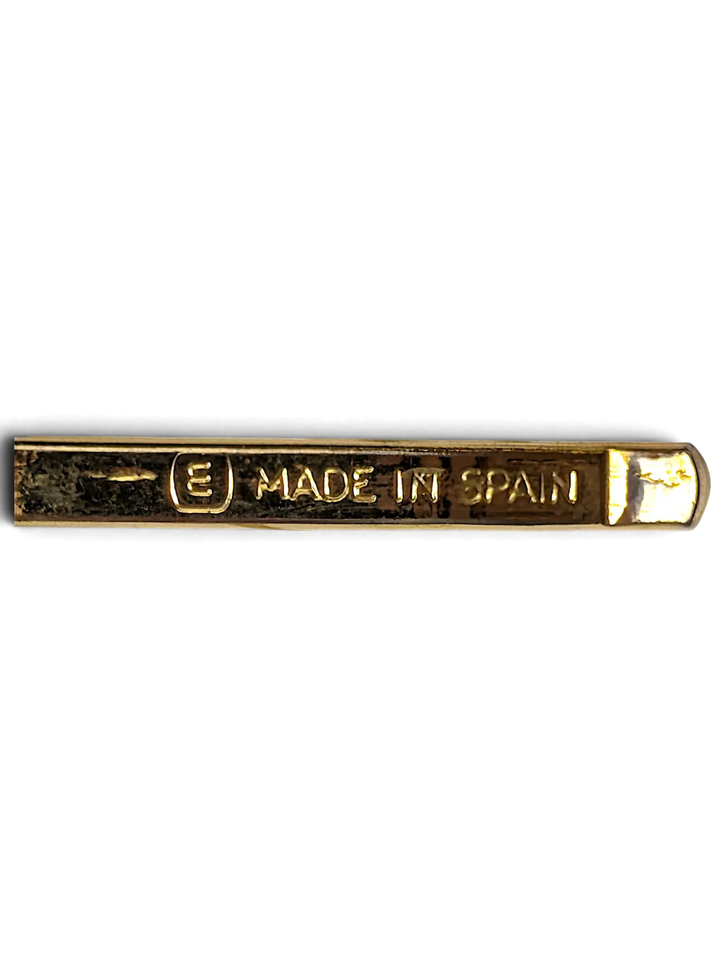 JAKE & IPI Y2K black leather belt featuring gold hardware with a Made in Spain engraving on the metal buckle