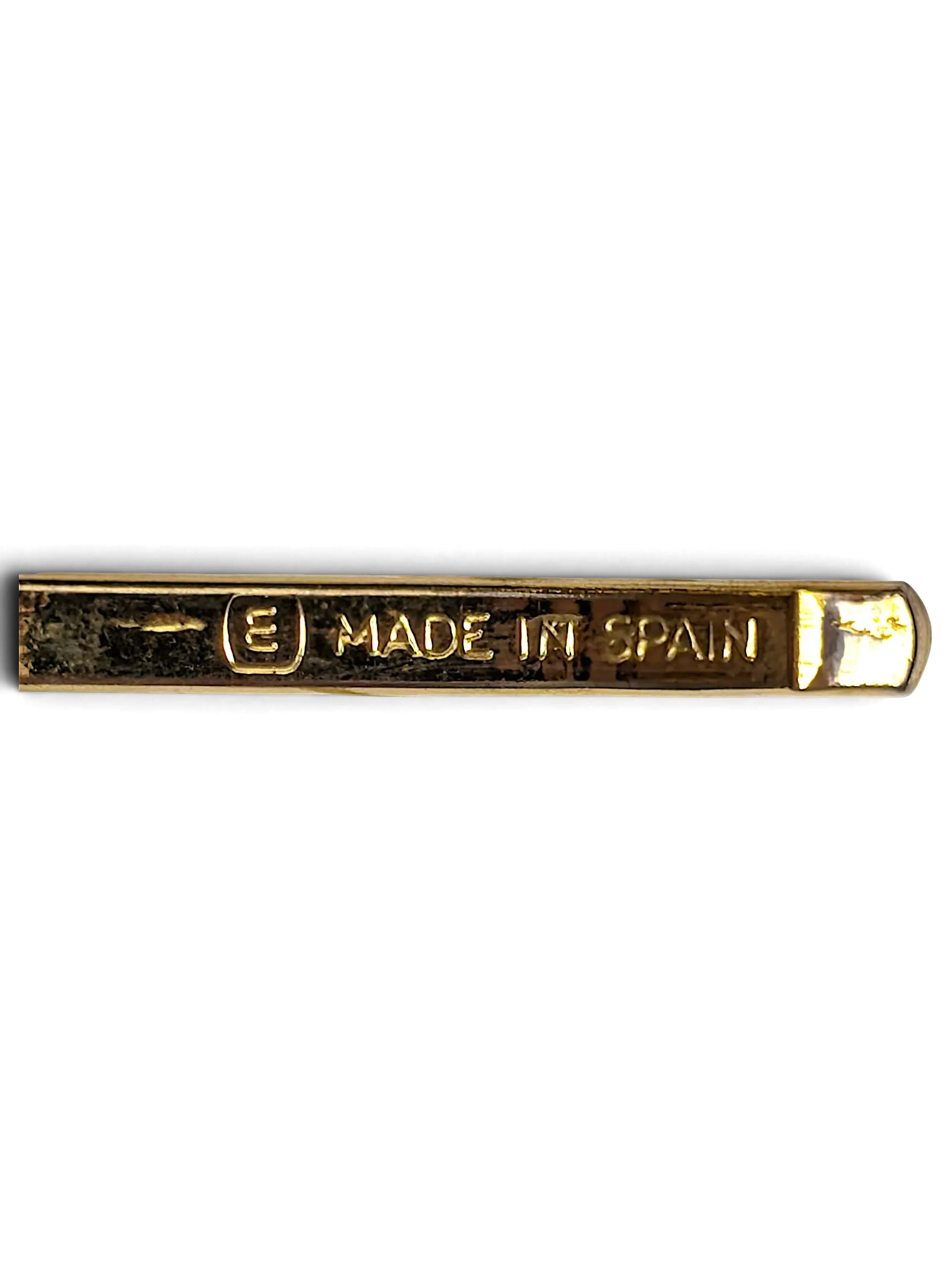 JAKE & IPI Y2K black leather belt featuring gold hardware with a Made in Spain engraving on the metal buckle