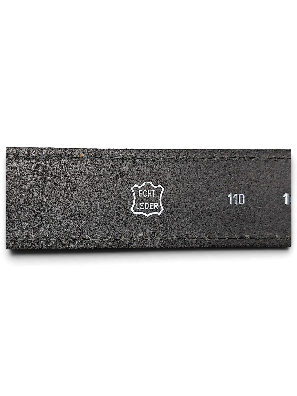 JAKE & IPI Randy River black leather belt featuring an Echt Leder stamp and size 110 marking on the inner strap