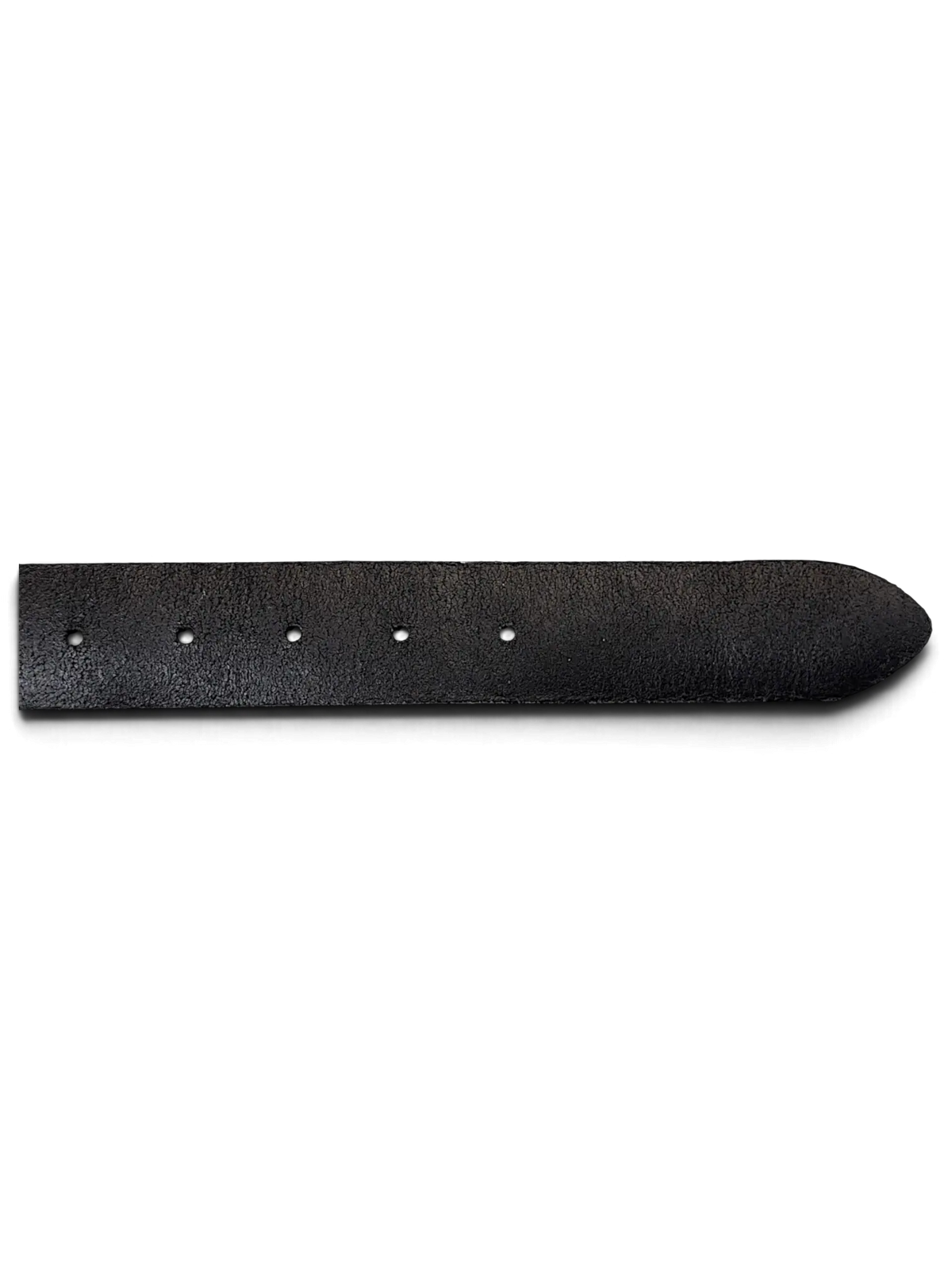 JAKE & IPI Gotz Collection black leather belt strap with rounded tip and punched holes