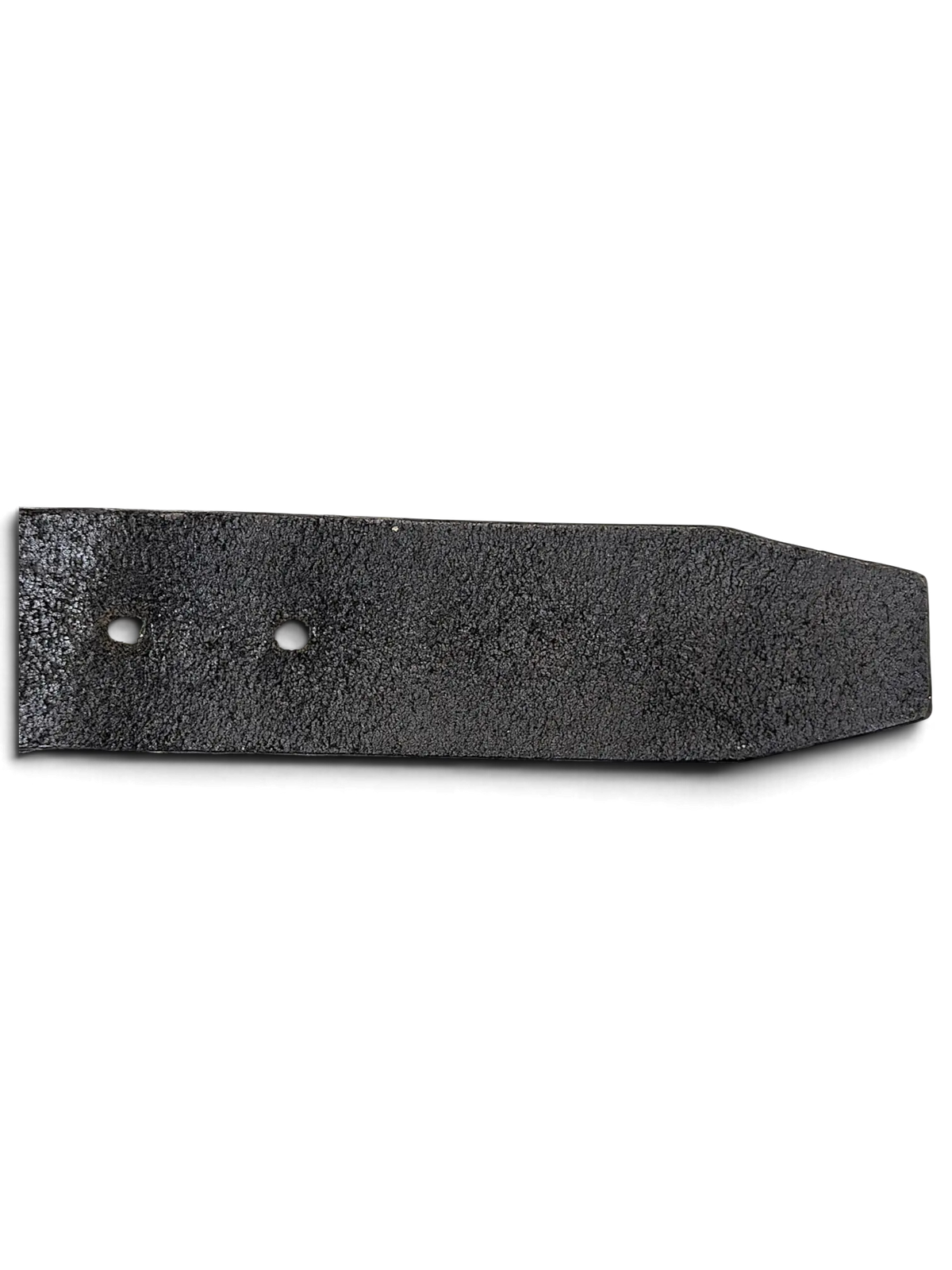 Close-up of a JAKE & IPI Luigi Lamberto black leather belt showing the textured grain and punched adjustment holes.