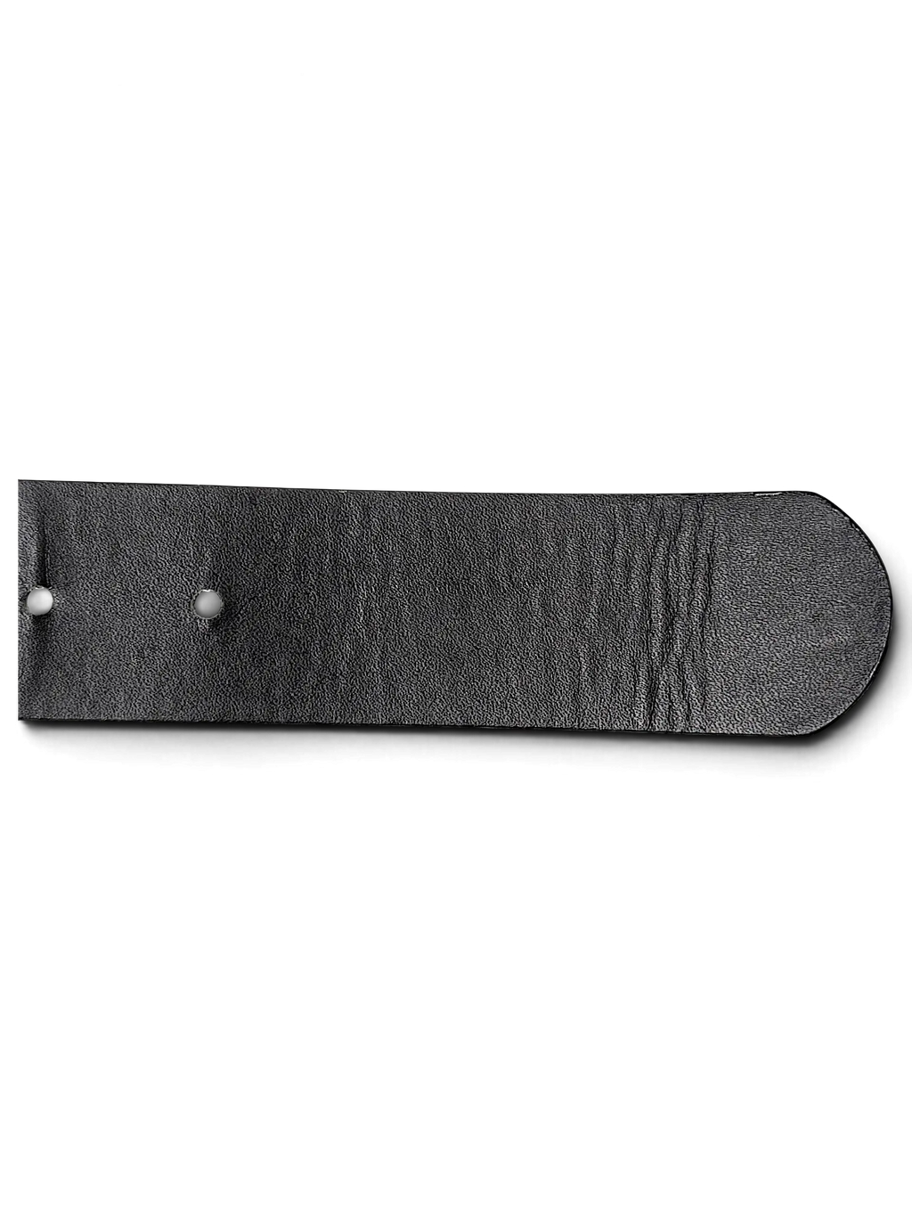 JAKE & IPI black leather belt featuring a smooth finish and metal buckle holes on a white background.
