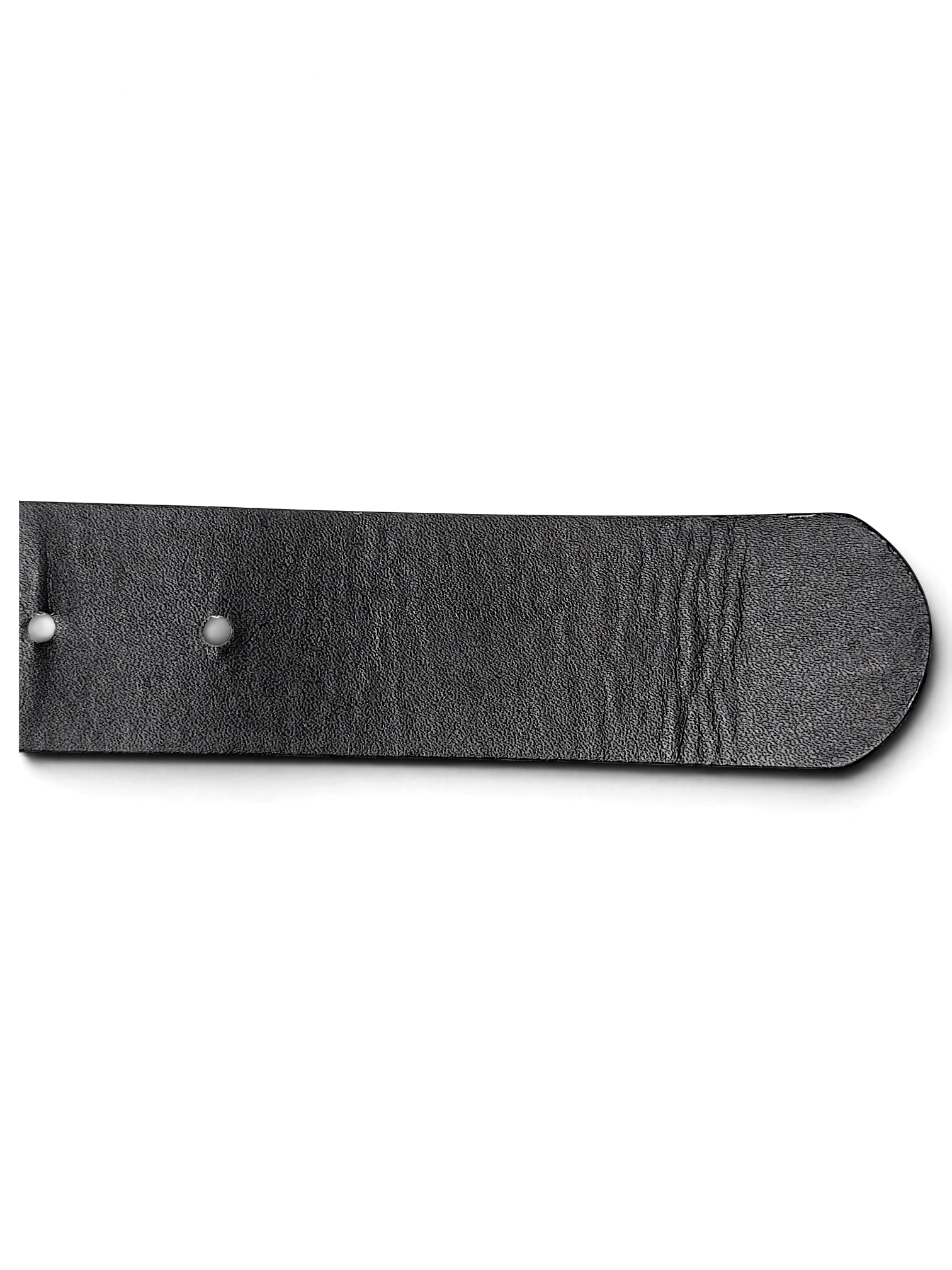 JAKE & IPI black leather belt featuring a smooth finish and metal buckle holes on a white background.