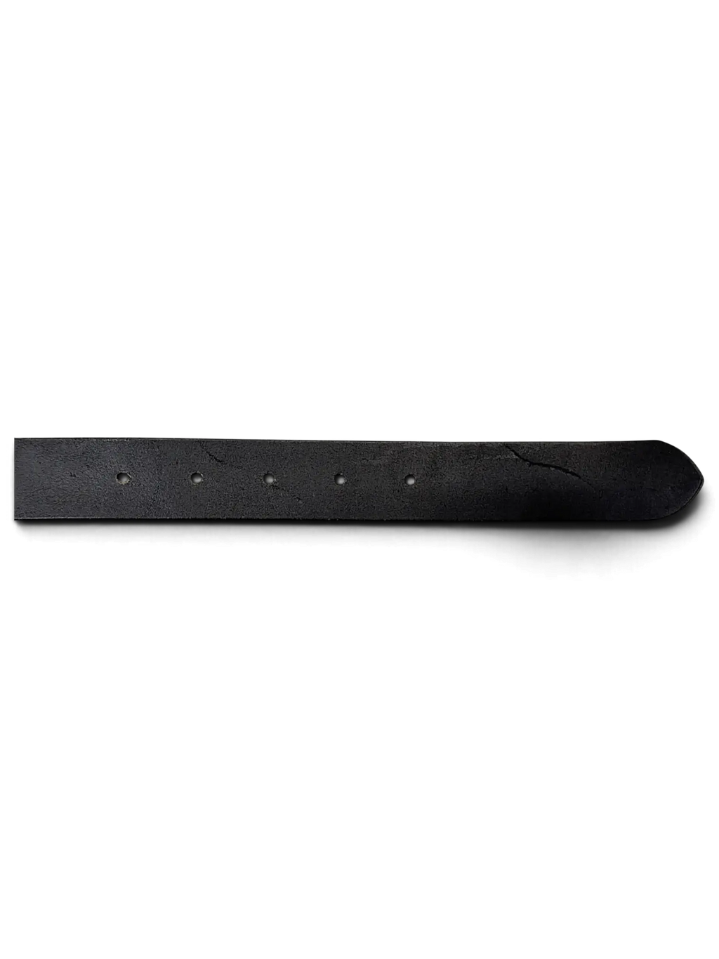 JAKE & IPI black leather belt featuring a classic tapered end and evenly spaced adjustment holes.