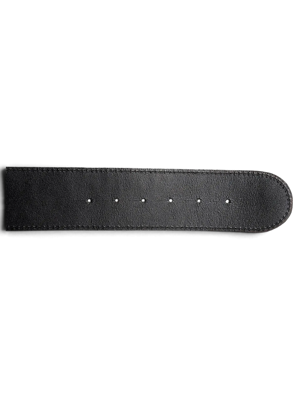 JAKE & IPI black leather belt with a rounded tip and visible stitching detail