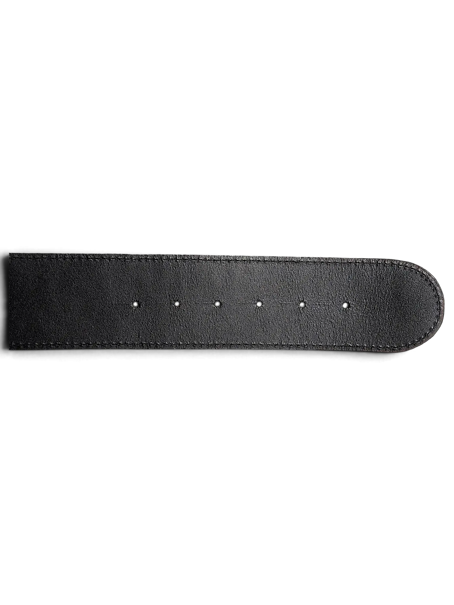 JAKE & IPI black leather belt with a rounded tip and visible stitching detail
