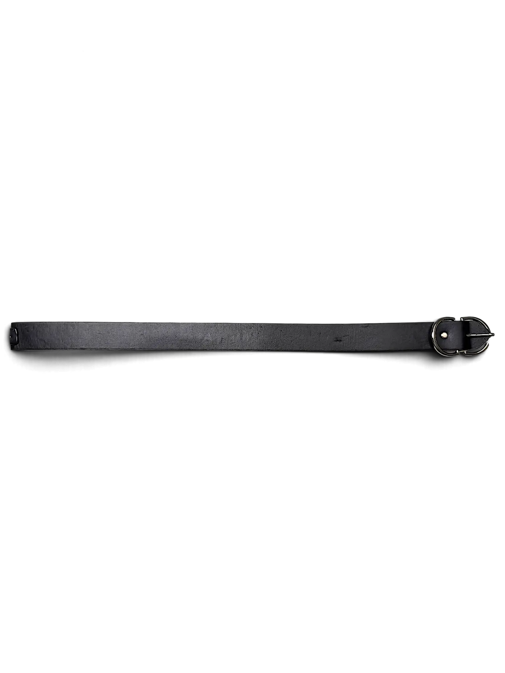 JAKE & IPI black leather belt with a silver metal buckle and attached brand tag on a white background