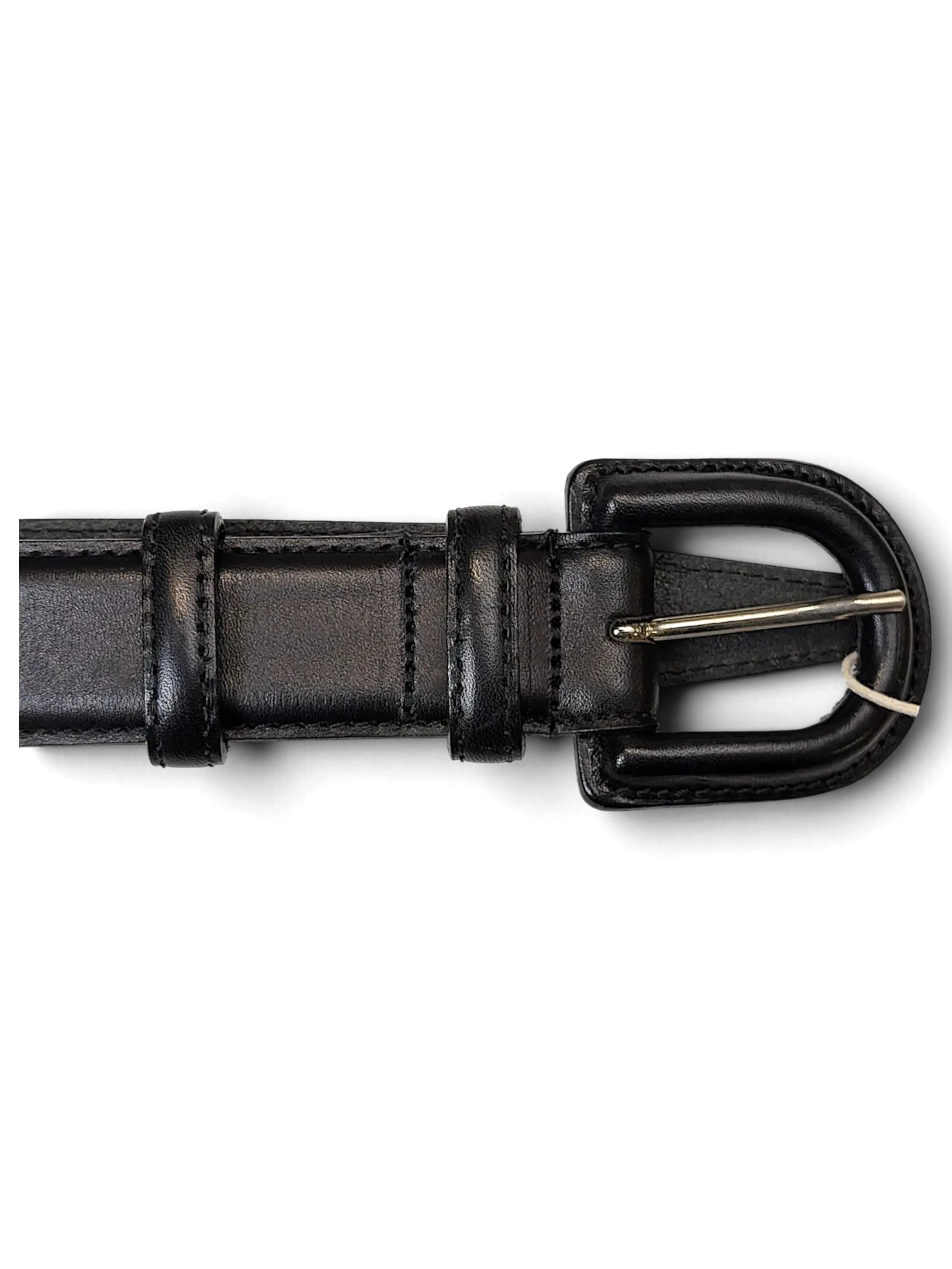 JAKE & IPI Mani black leather belt featuring a smooth finish, stitched edges, and a matching black leather buckle.