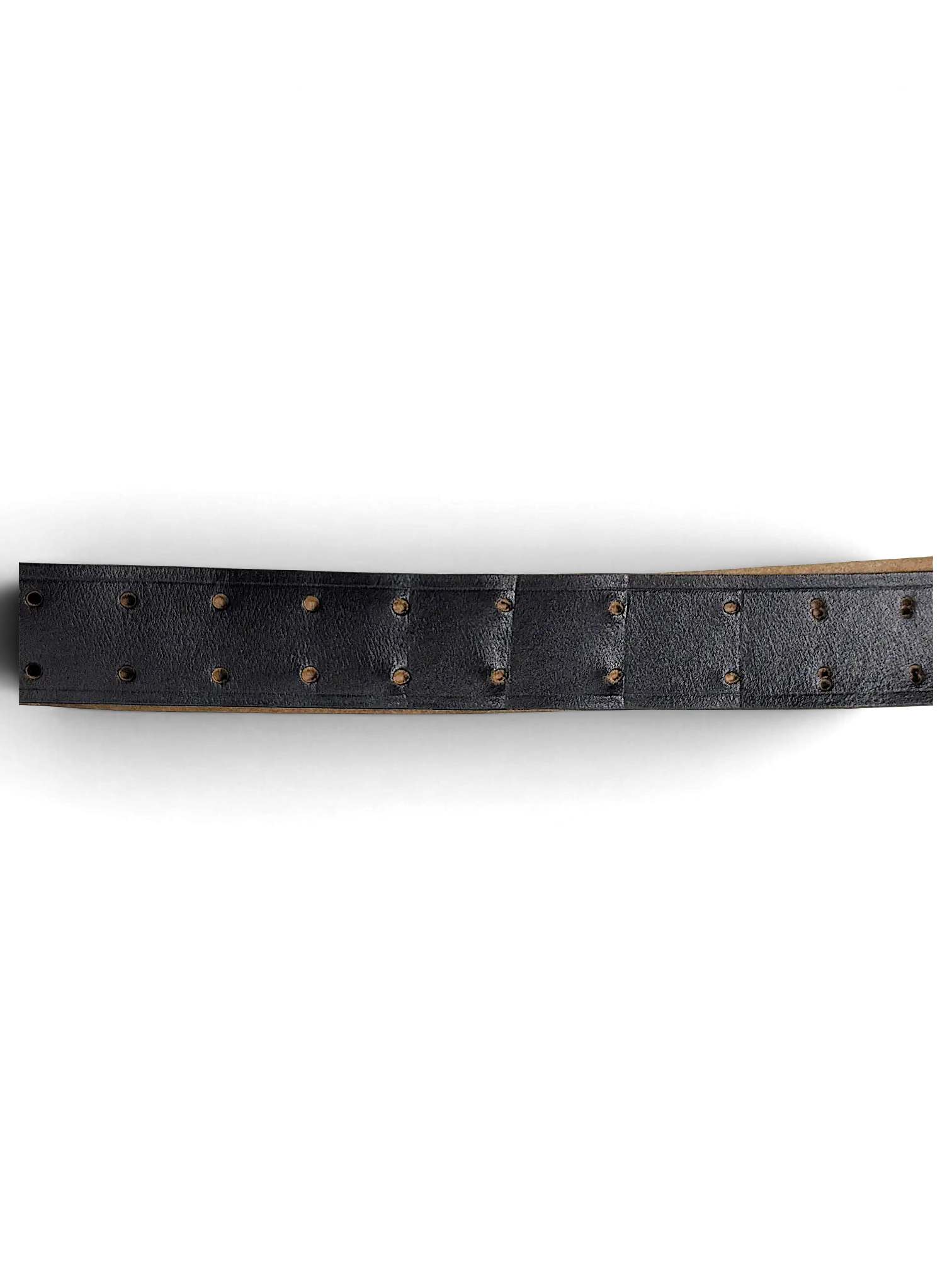 JAKE & IPI black leather belt featuring a double row of stitched detailing on a white background