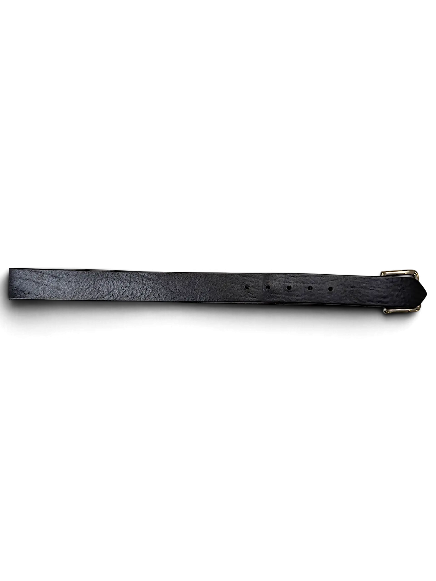 JAKE & IPI black leather belt with a silver buckle, handcrafted in Italy with a classic smooth finish.