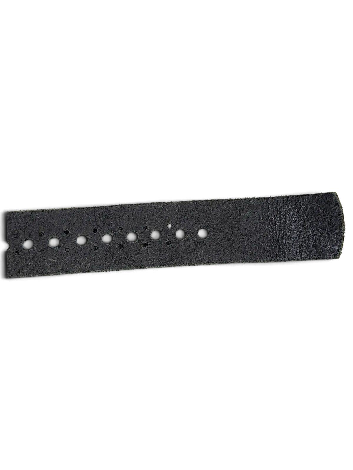 JAKE & IPI black leather belt featuring a row of punched holes on a textured surface