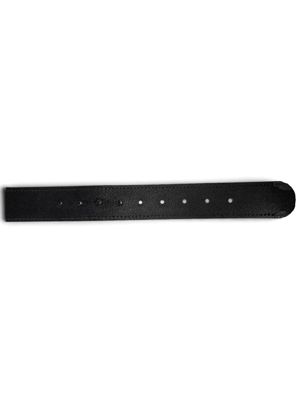 JAKE & IPI Randy River black leather belt featuring a smooth finish and evenly spaced adjustment holes.