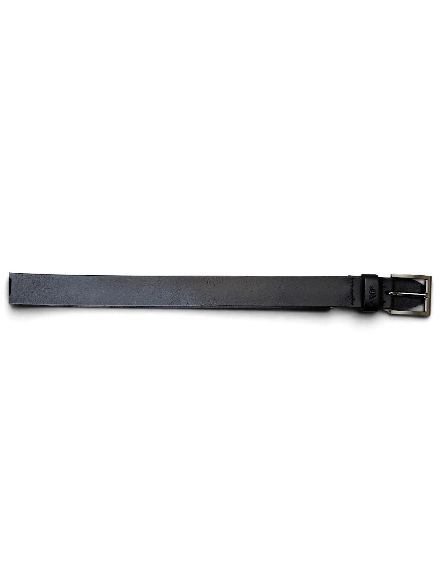 JAKE & IPI black leather S. Oliver belt with a silver metal buckle and attached brand tag