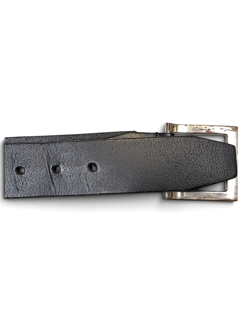 JAKE & IPI Luigi Lamberto black leather belt featuring a textured finish and a rectangular silver-tone metal buckle.