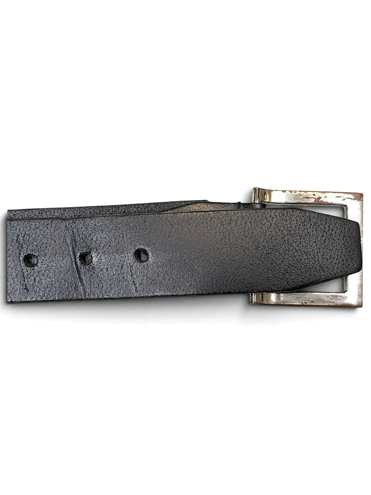 JAKE & IPI Luigi Lamberto black leather belt featuring a textured finish and a rectangular silver-tone metal buckle.