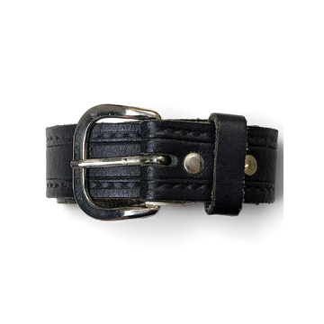 JAKE & IPI black leather belt featuring a silver-tone metal buckle and double-stitched detailing.