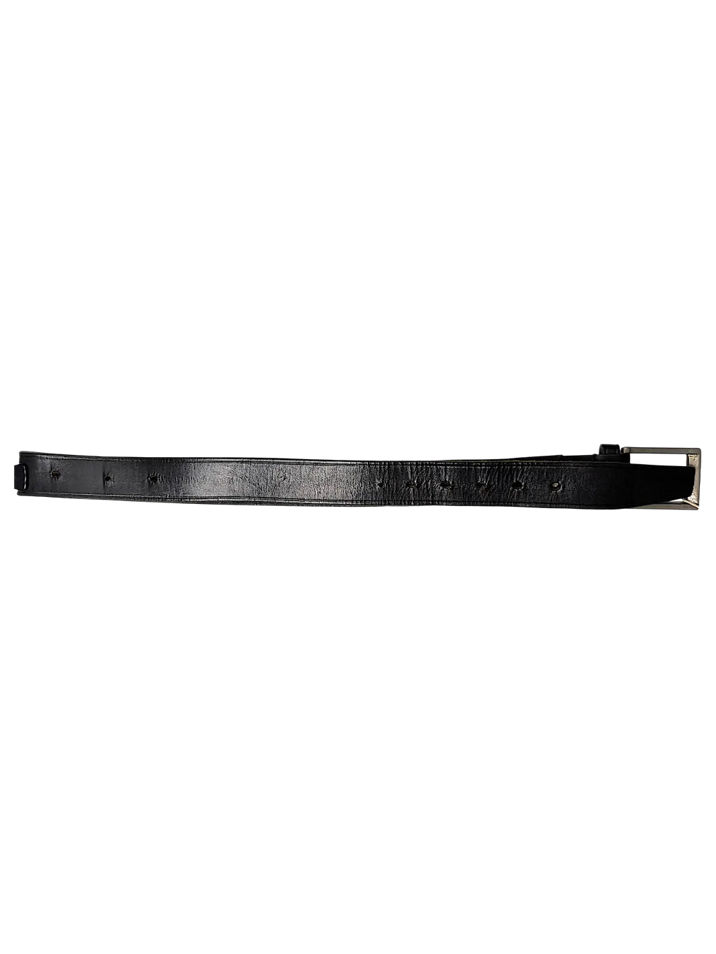 JAKE & IPI Studio Collection black leather belt with a silver metal buckle and side clip detail