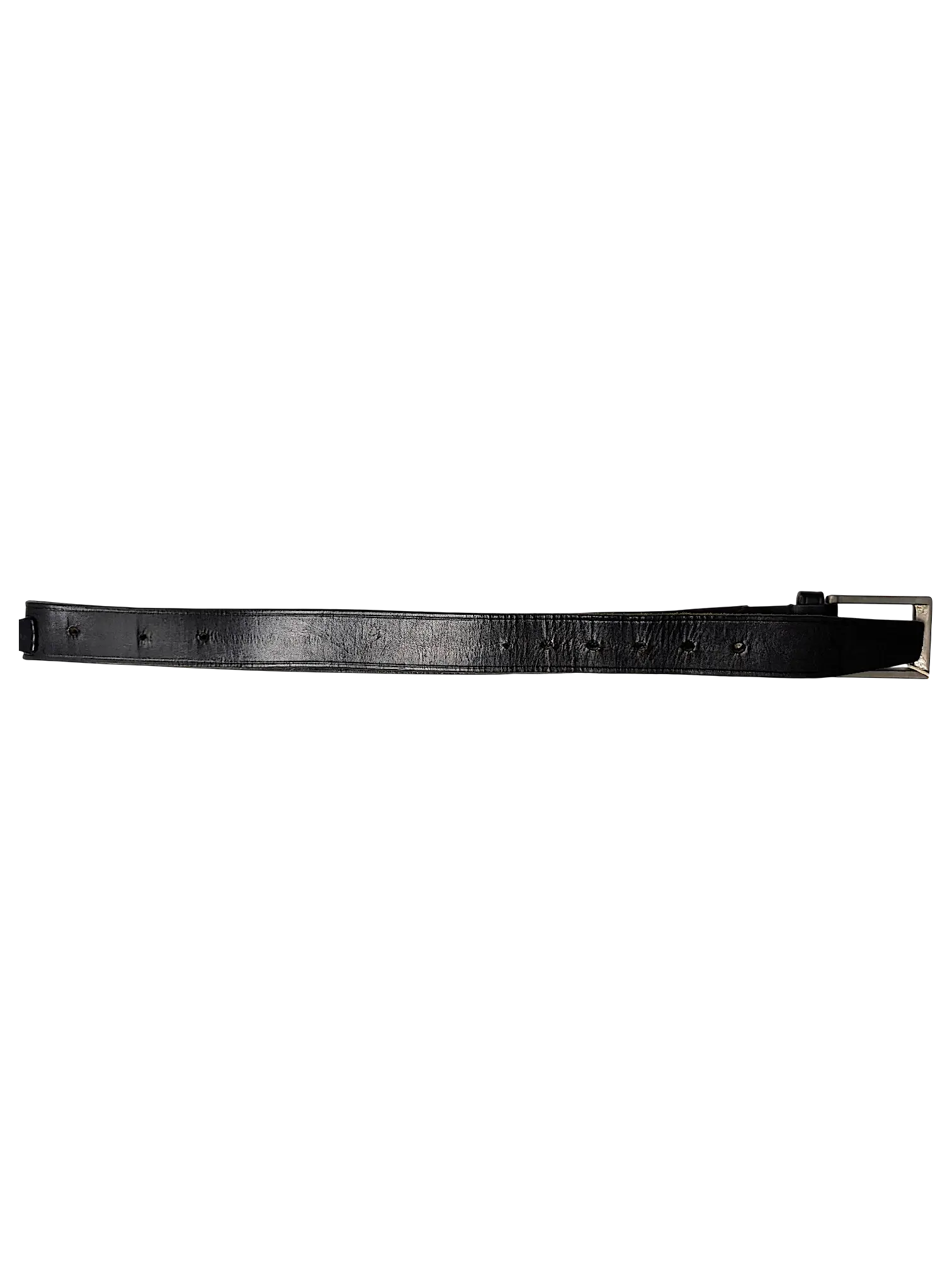 JAKE & IPI Studio Collection black leather belt with a silver metal buckle and side clip detail
