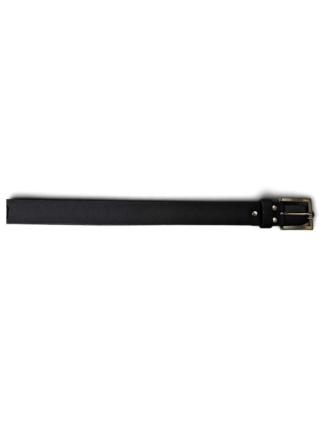 JAKE & IPI Gotz Collection black leather belt with a silver-tone buckle and metal clip attachment.