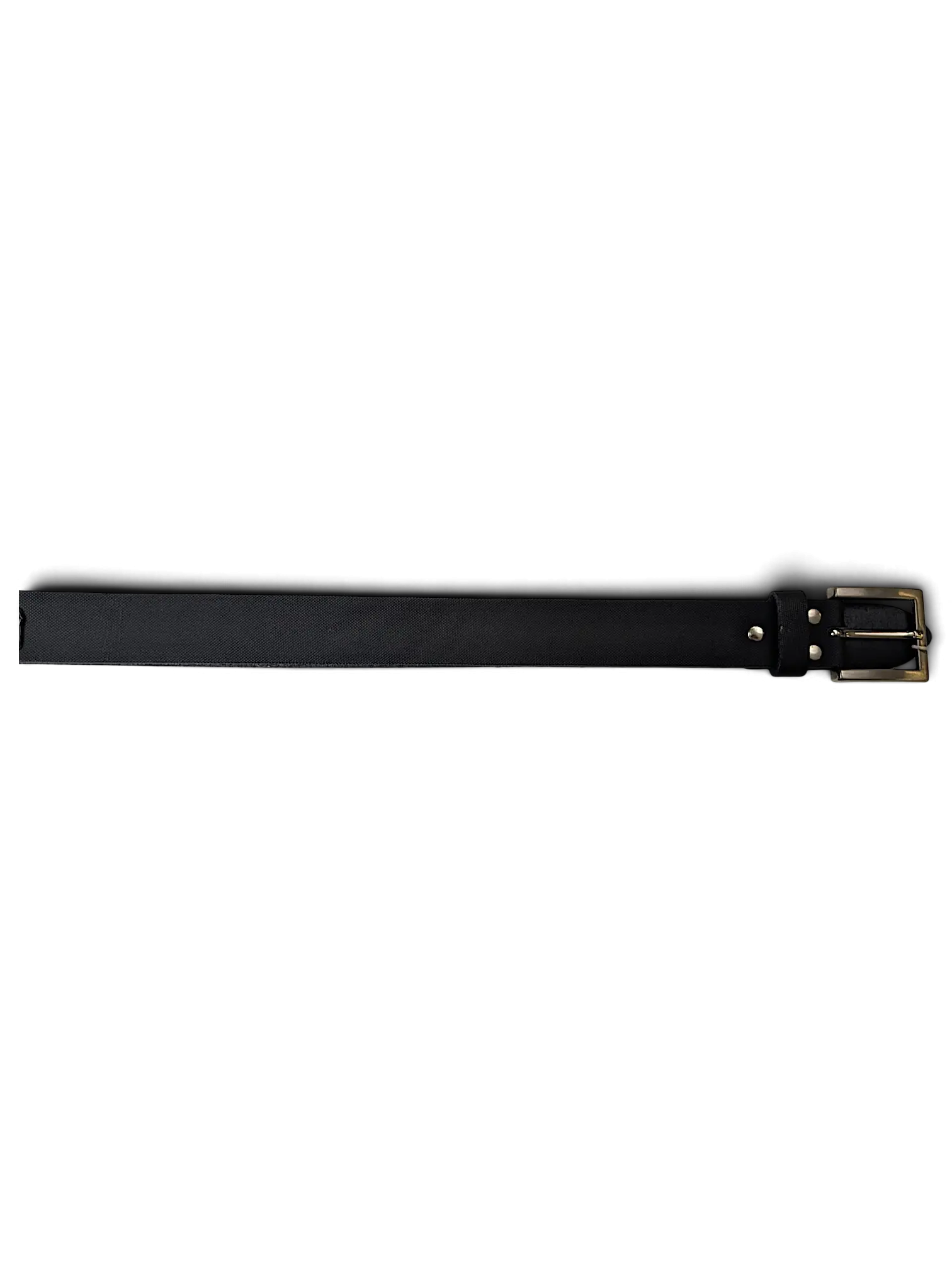 JAKE & IPI Gotz Collection black leather belt with a silver-tone buckle and metal clip attachment.