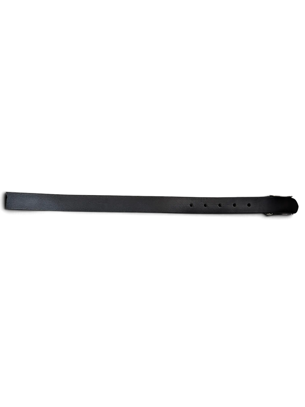 JAKE & IPI black leather belt with a silver buckle and attached brand tag on a plain white background