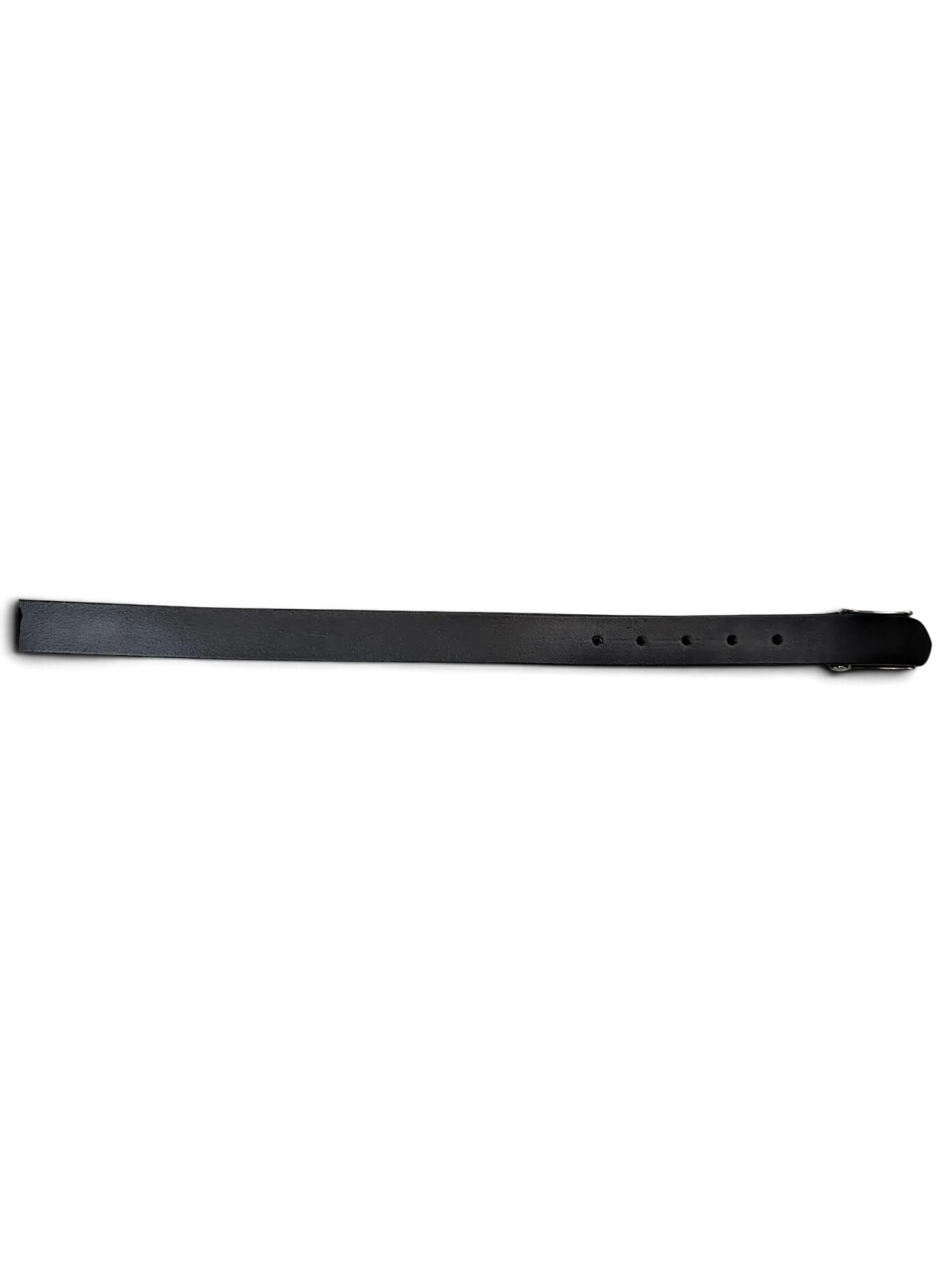 JAKE & IPI black leather belt with a silver buckle and attached brand tag on a plain white background