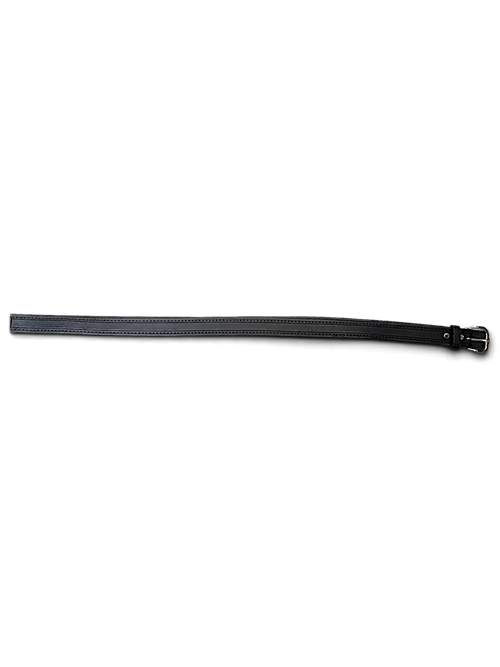 JAKE & IPI black leather belt with stitched edges and a silver buckle, handcrafted in Germany.