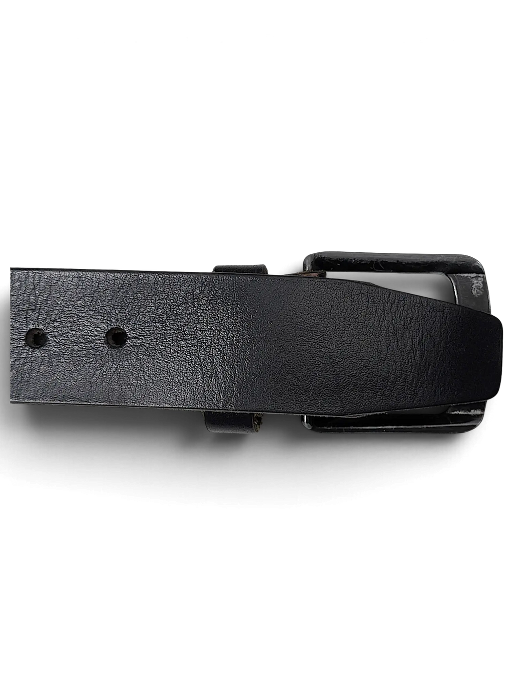 JAKE & IPI black leather belt featuring a classic rectangular buckle, handcrafted in Turkey.
