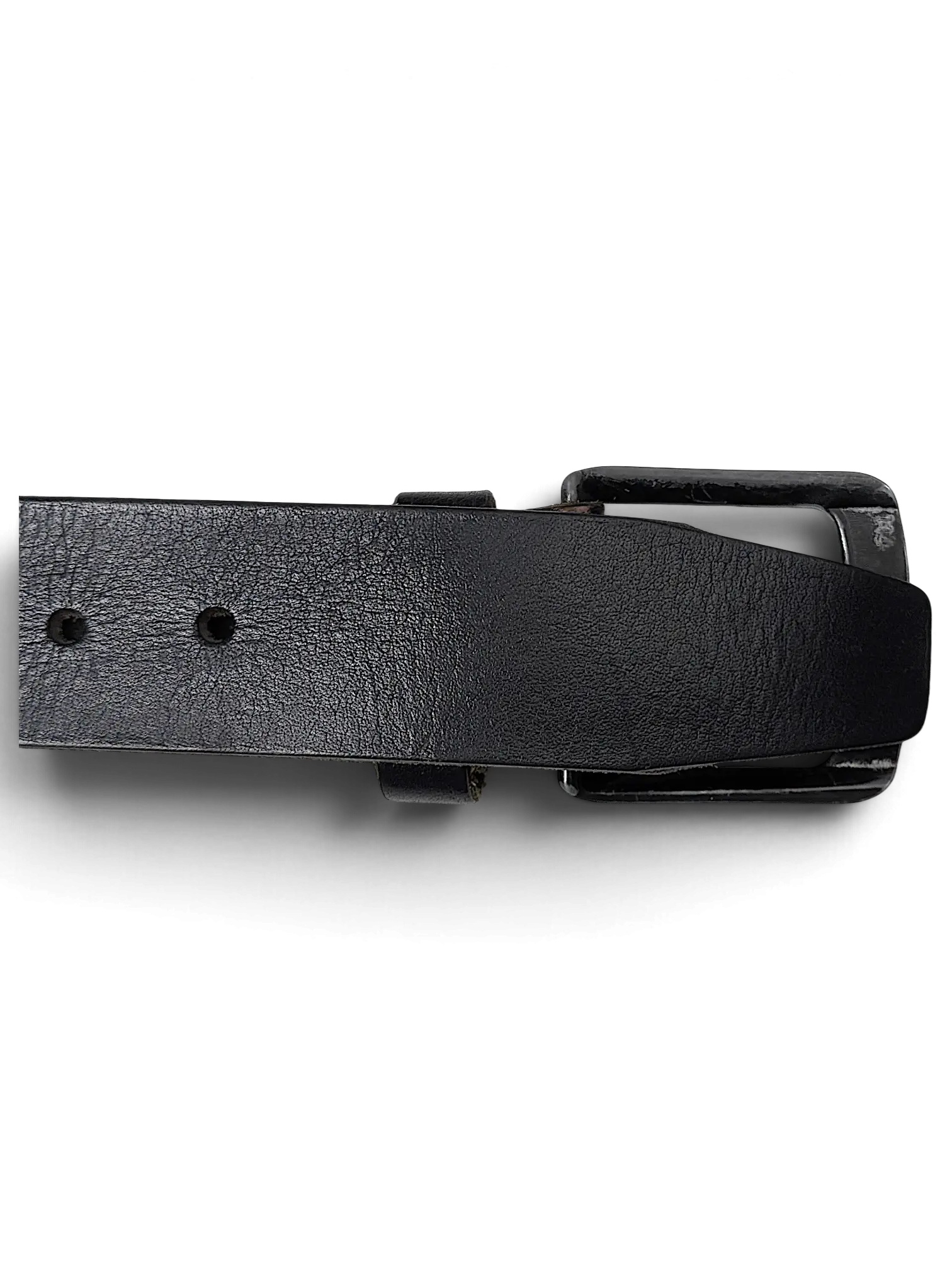 JAKE & IPI black leather belt featuring a classic rectangular buckle, handcrafted in Turkey.