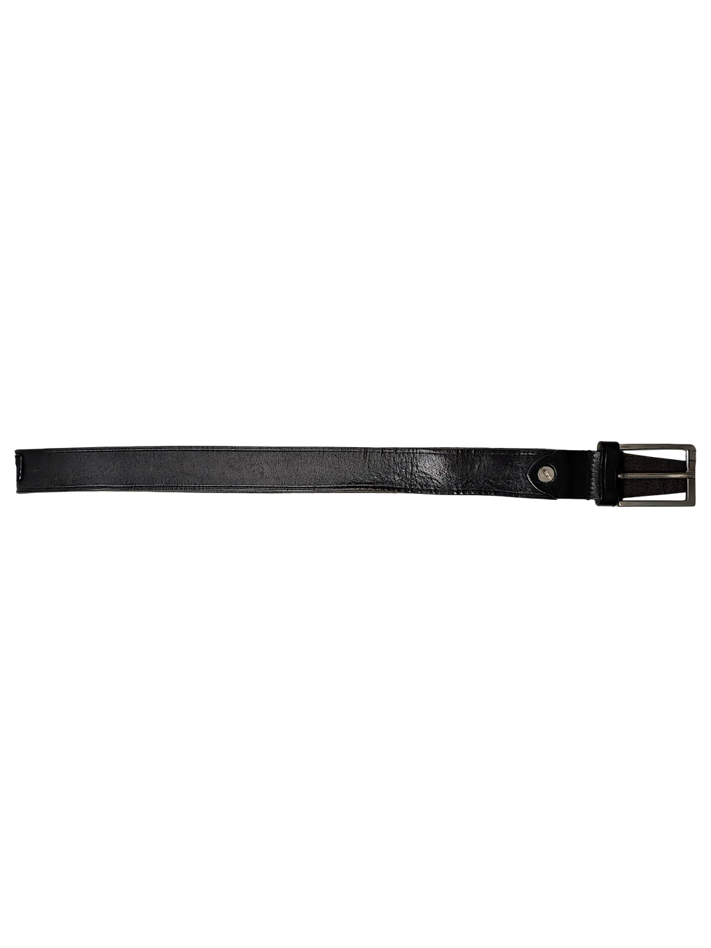 JAKE & IPI Studio Collection black leather belt with a silver-tone metal buckle and minimalist design
