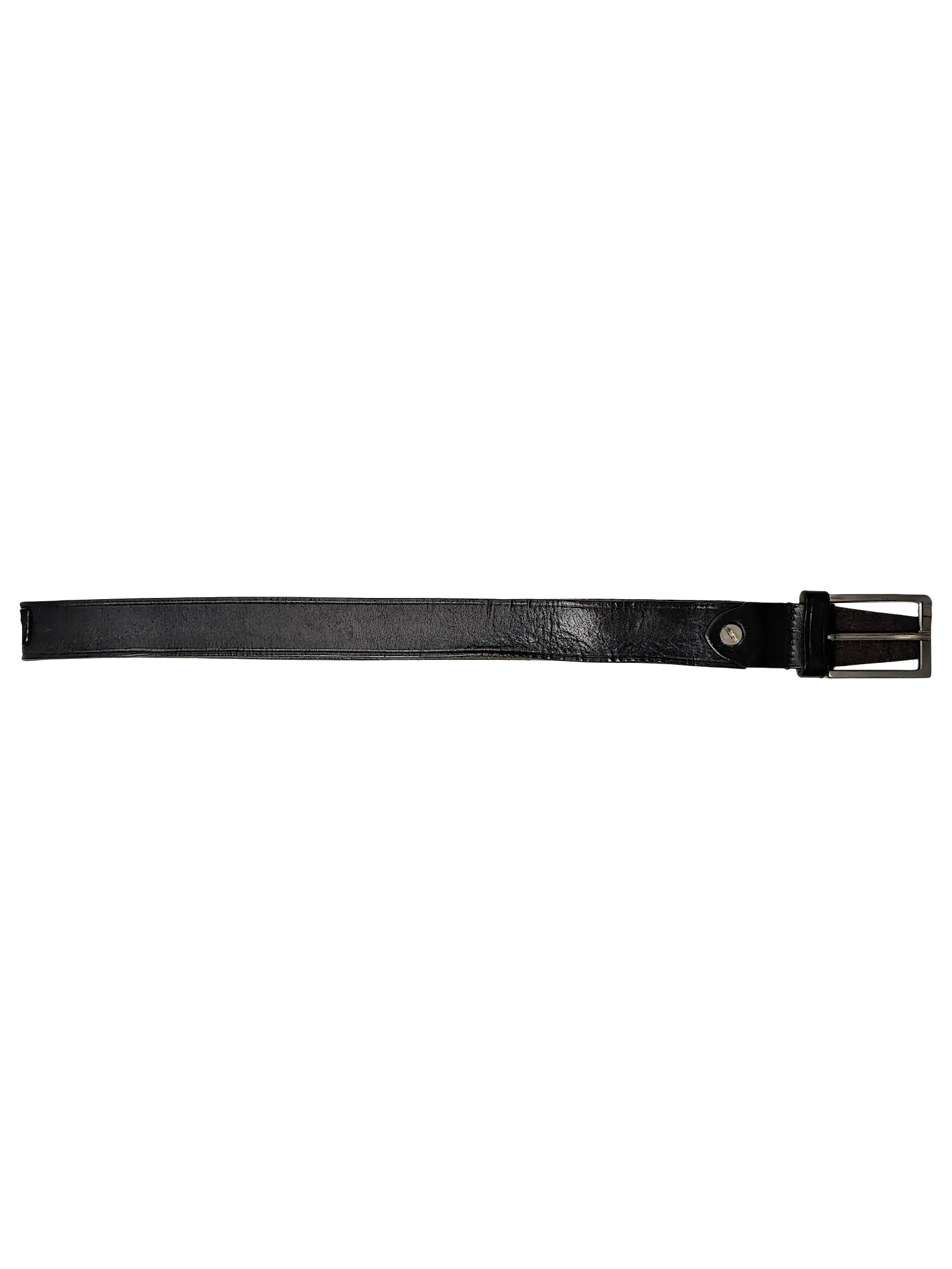 JAKE & IPI Studio Collection black leather belt with a silver-tone metal buckle and minimalist design