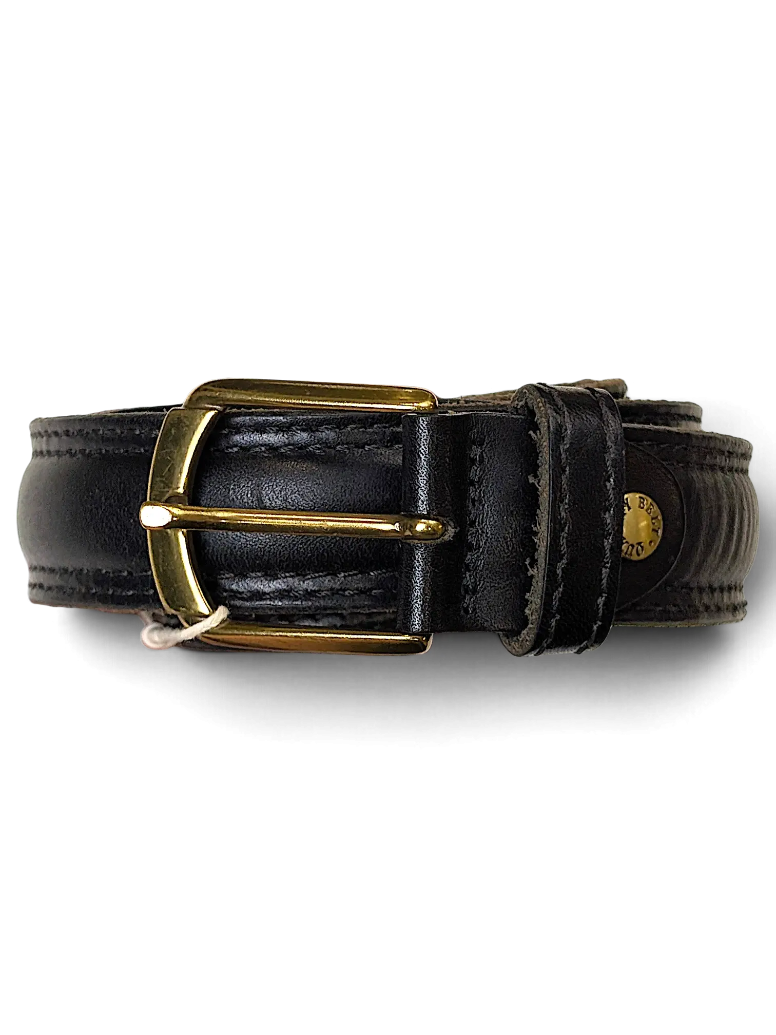 JAKE & IPI black full-grain leather belt with a gold-tone metal buckle and stitched detailing