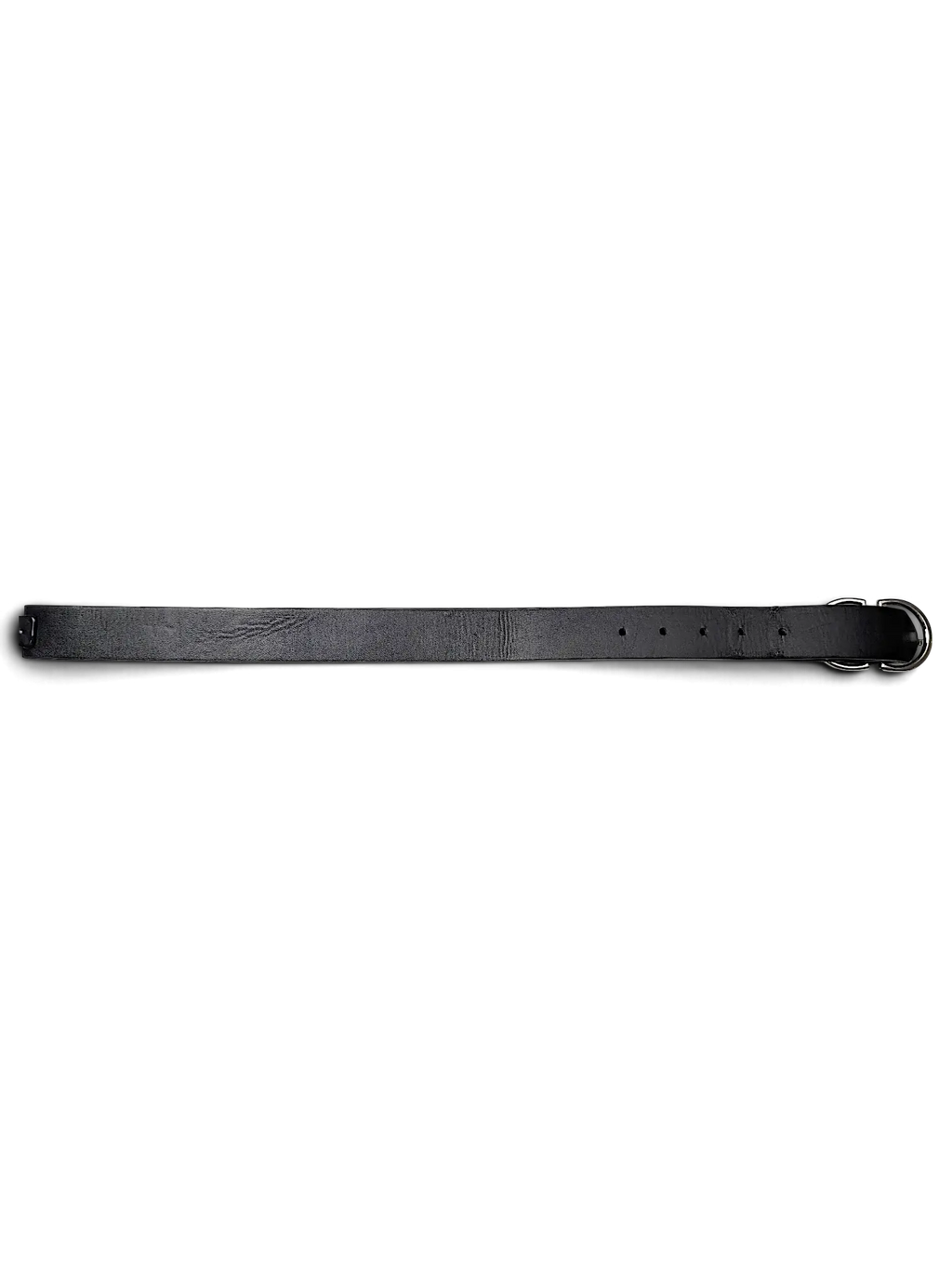 JAKE & IPI black leather belt with a silver-tone metal D-ring buckle, shown flat on a white surface.