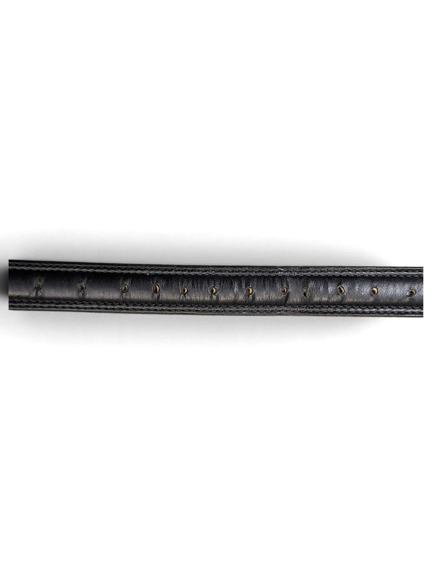 JAKE & IPI black full-grain leather belt featuring a stitched edge and a row of adjustment holes