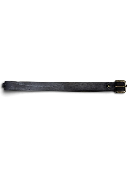 JAKE & IPI black leather belt with a silver-tone metal buckle, made in Italy.