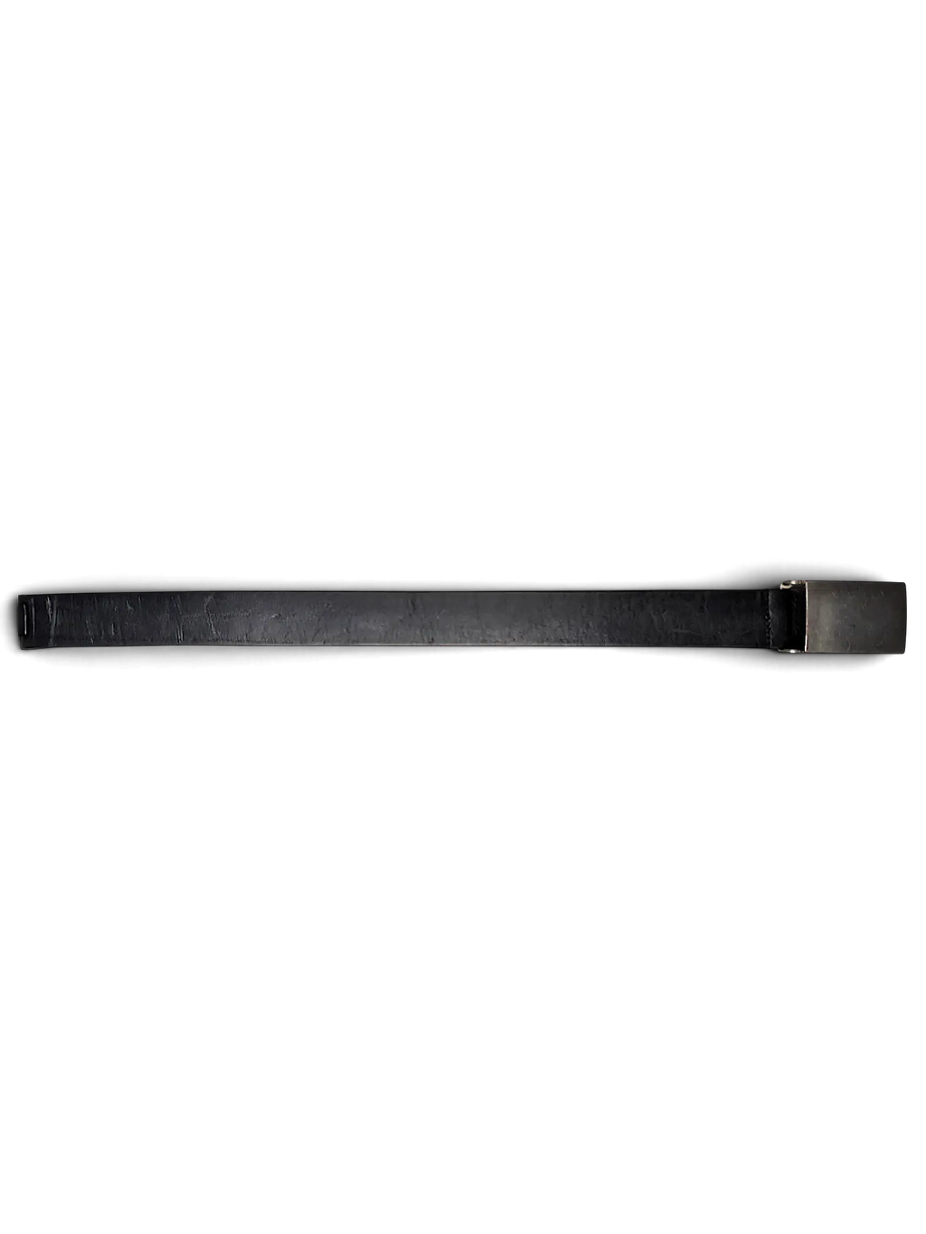 JAKE & IPI Conwell David black leather belt with a metal buckle and attached brand tag on a white background