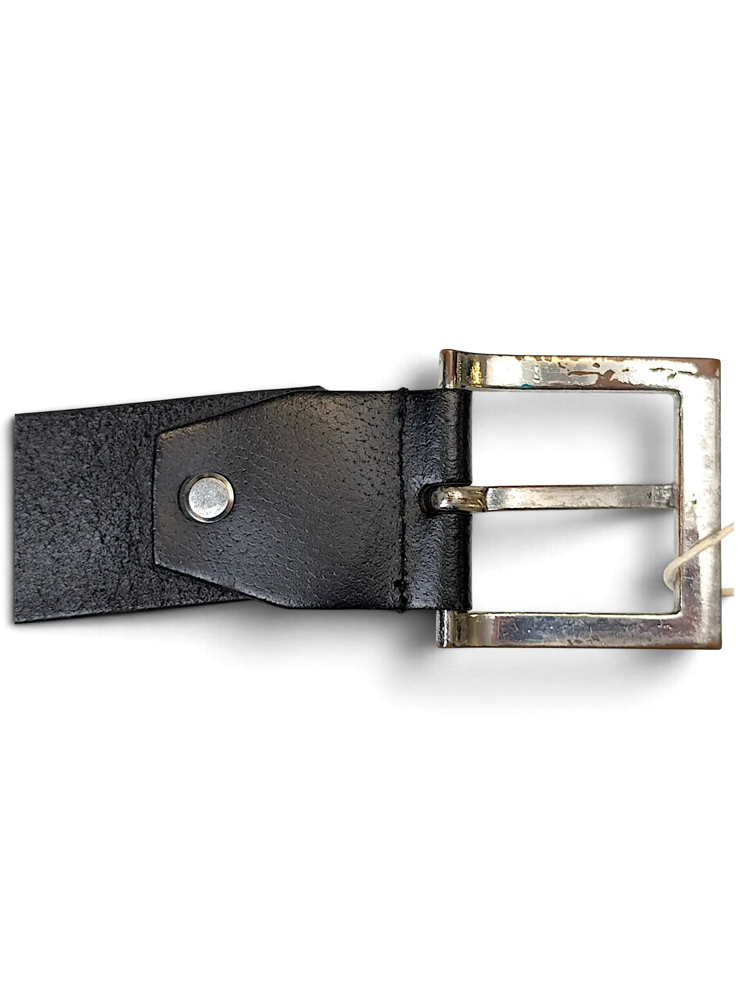 JAKE & IPI Luigi Lamberto black leather belt with a rectangular silver-tone metal buckle
