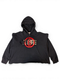 JAKE & IPI black MM6 Lunar New Year hoodie with a red circular graphic and numeric logo on the front
