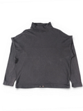 JAKE & IPI black oversized mock neck sweatshirt with drop shoulders and metal eyelet detail at the hem