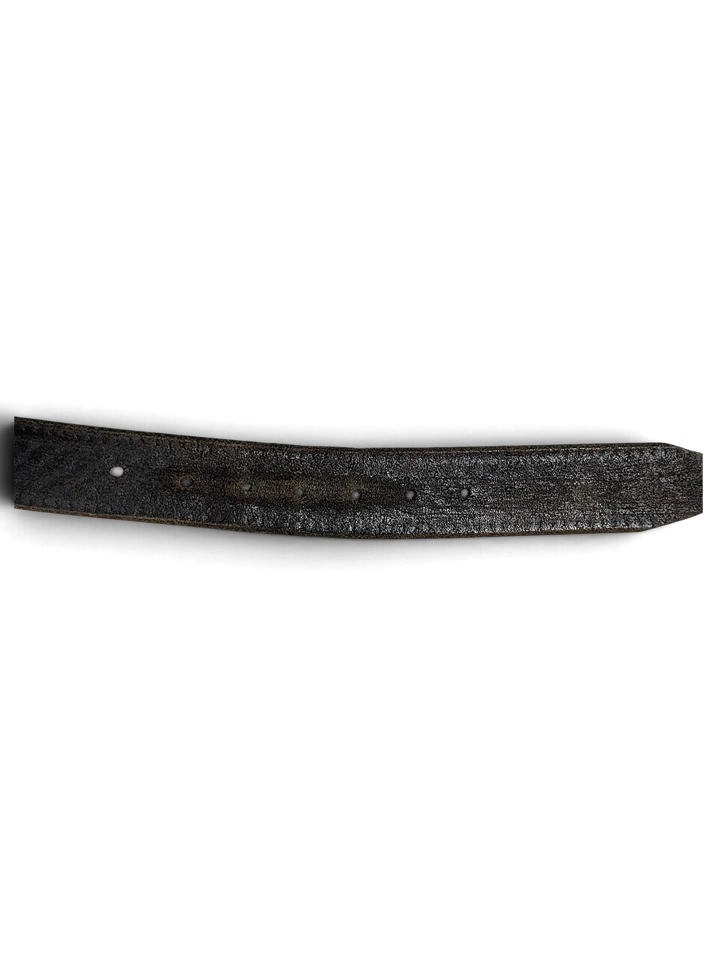 JAKE & IPI black leather belt featuring a textured patterned finish and stitched edges on a black background.