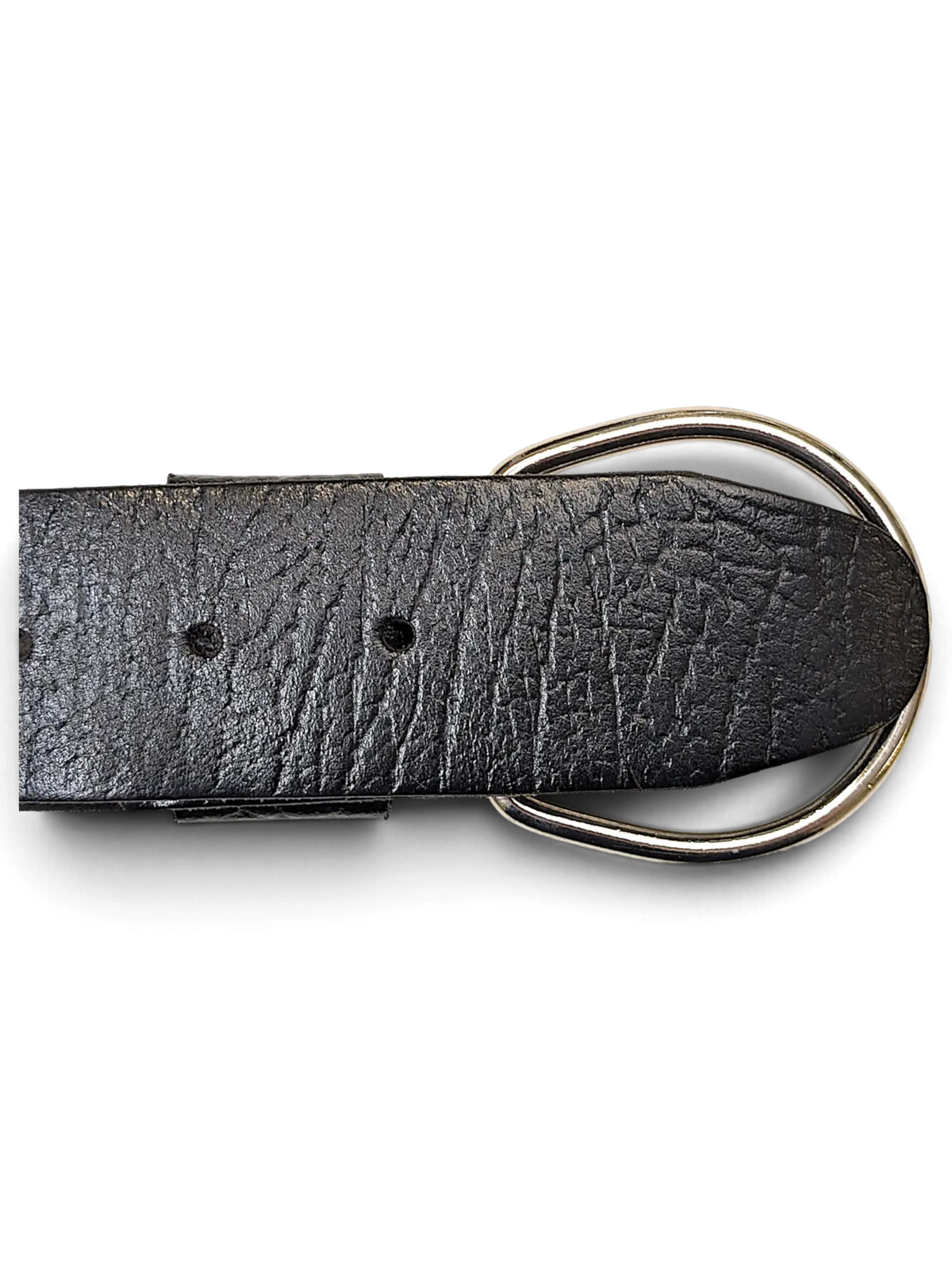 JAKE & IPI wide black leather belt with a textured reptile-style finish and a polished silver D-ring buckle.