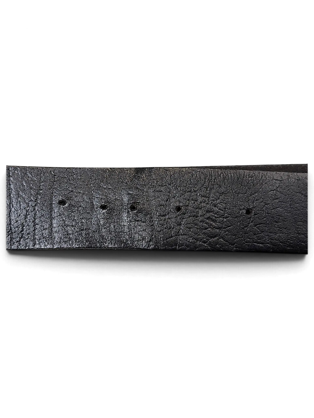 JAKE & IPI black wide leather belt with a textured reptile skin pattern and a row of adjustment holes
