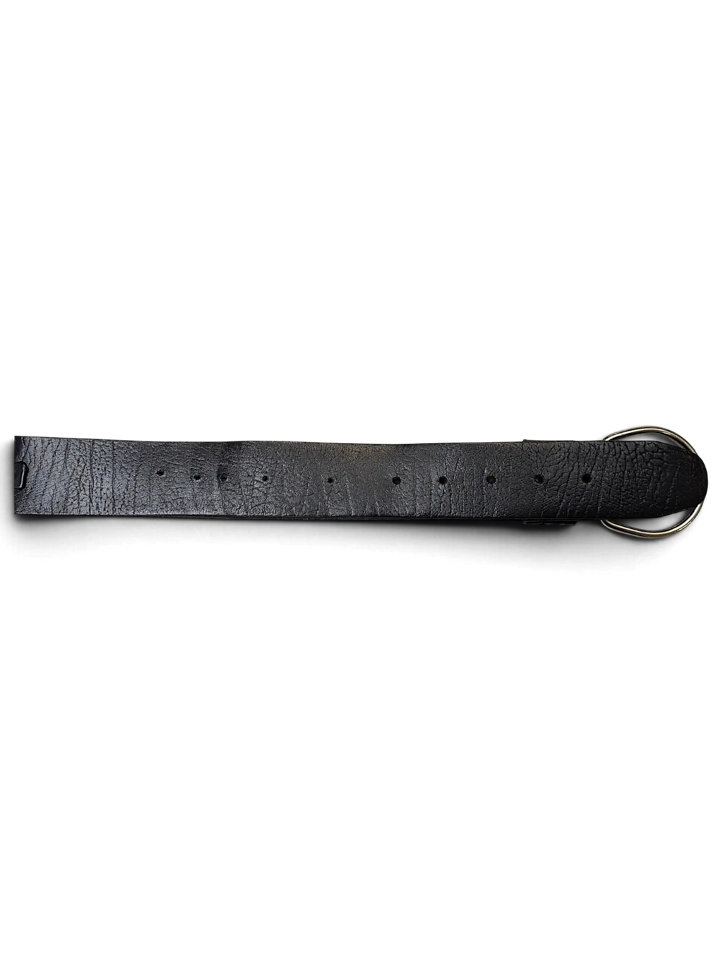 JAKE & IPI black wide leather belt with a textured reptile-style finish and a silver-tone D-ring buckle.