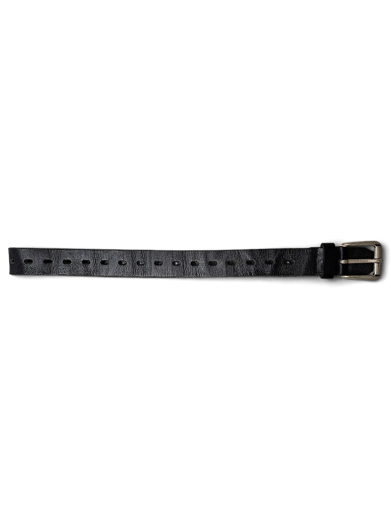 JAKE & IPI black snakeskin textured leather belt with silver buckle and brand tag
