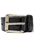JAKE & IPI black snakeskin textured leather belt with a distressed silver-tone metal buckle