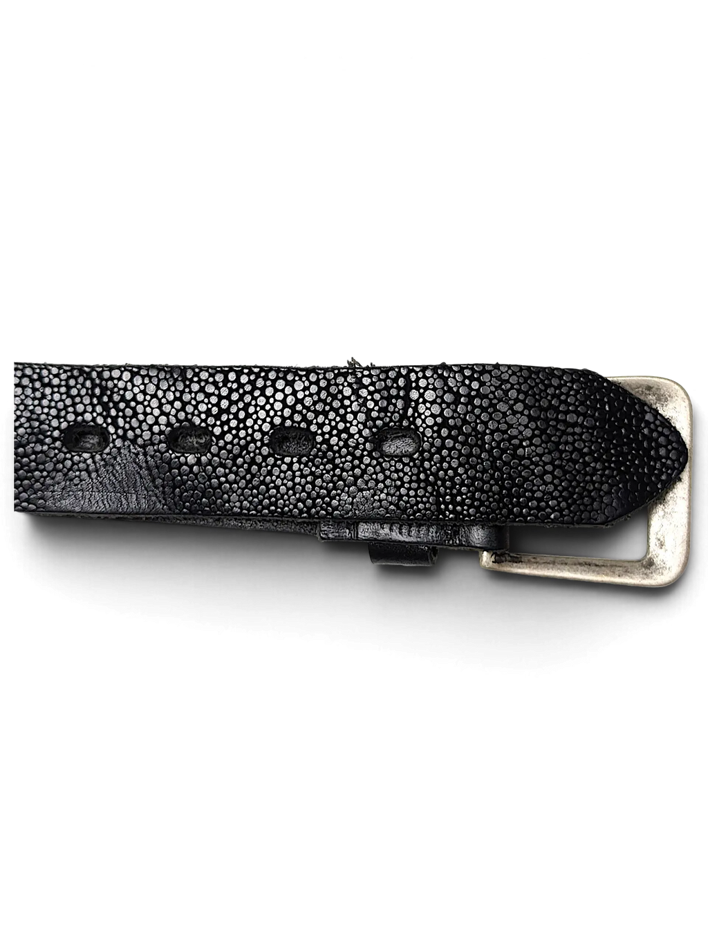 JAKE & IPI black belt with a textured snakeskin style finish and a rectangular silver buckle