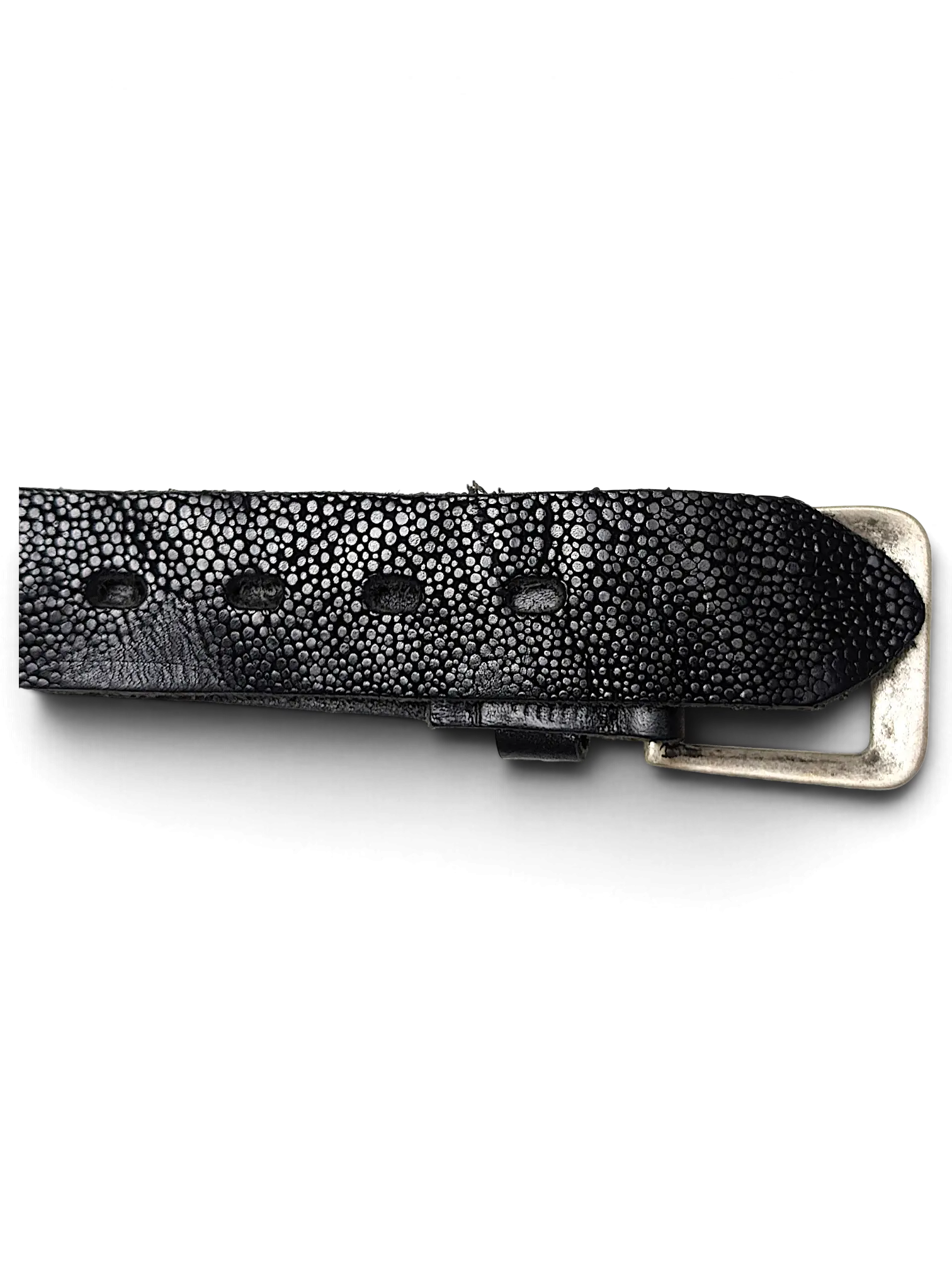 JAKE & IPI black belt with a textured snakeskin style finish and a rectangular silver buckle