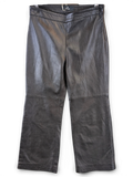 JAKE & IPI Compagnia Italiana black suede leather pants with a straight-leg cut and side zipper closure.