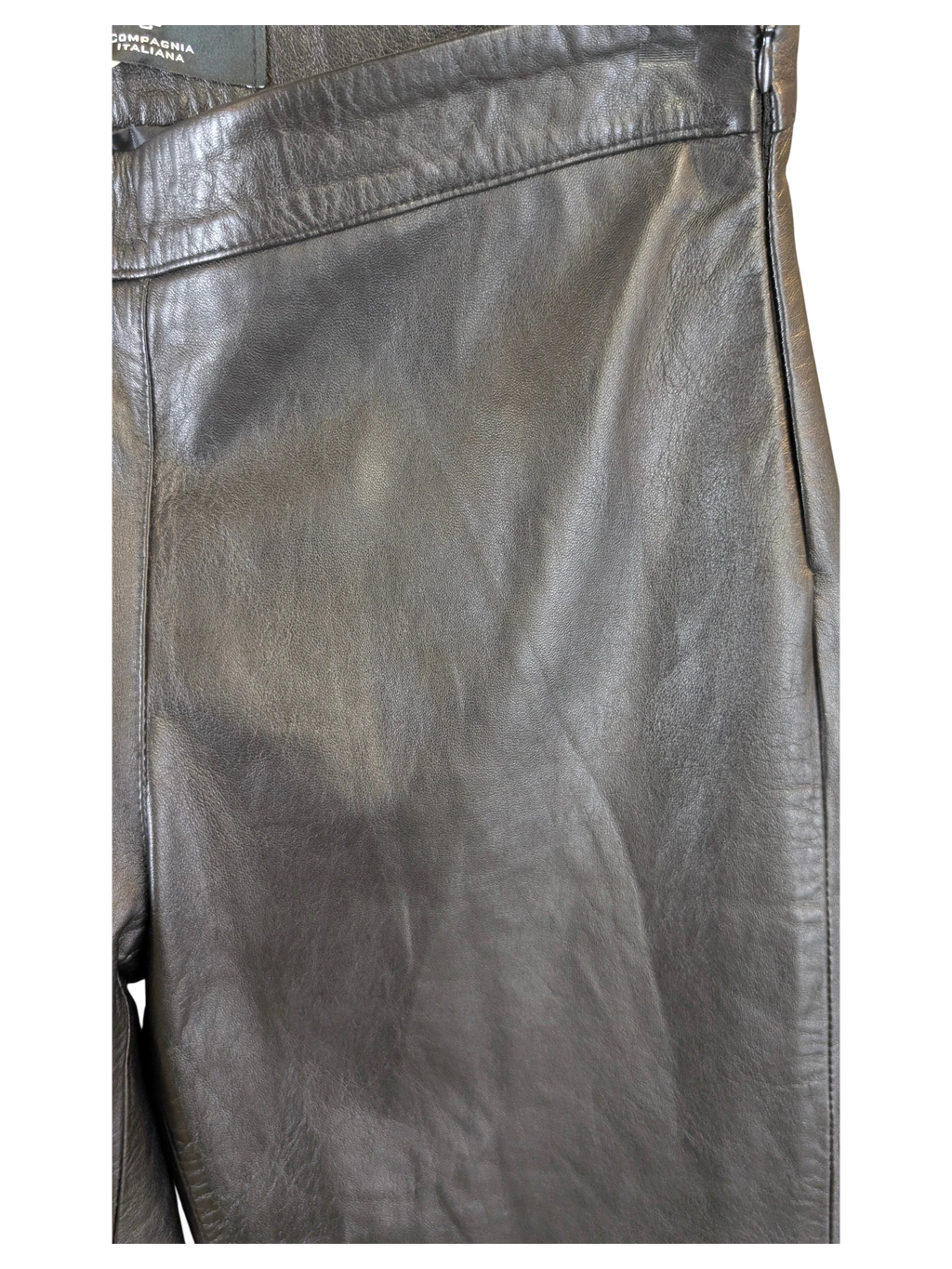 JAKE & IPI Compagnia Italiana black suede leather pants with side zipper closure