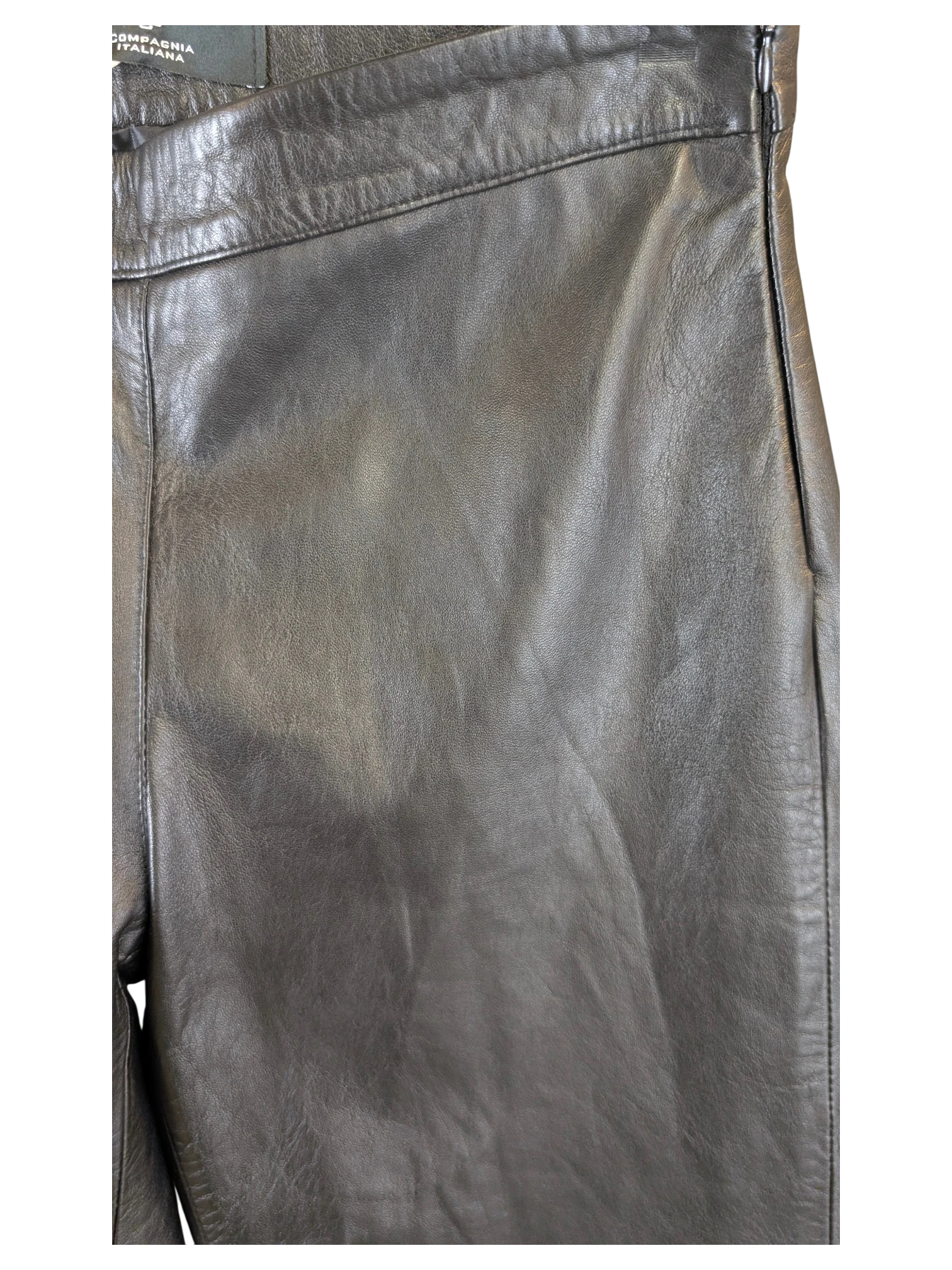 JAKE & IPI Compagnia Italiana black suede leather pants with side zipper closure